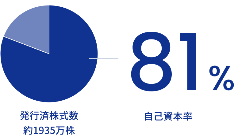 自己資本率を表す円グラフ